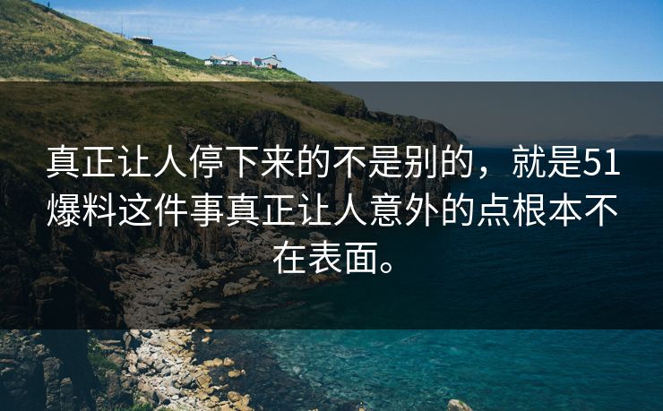 真正让人停下来的不是别的，就是51爆料这件事真正让人意外的点根本不在表面。